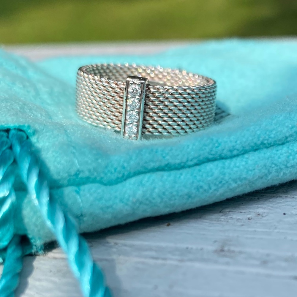Tiffany & co Sommerset collection mesh and diamond ring